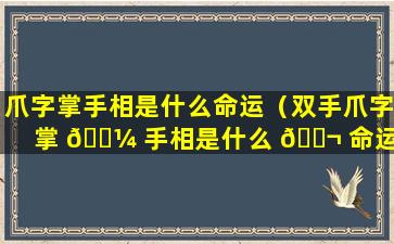 爪字掌手相是什么命运（双手爪字掌 🐼 手相是什么 🐬 命运）